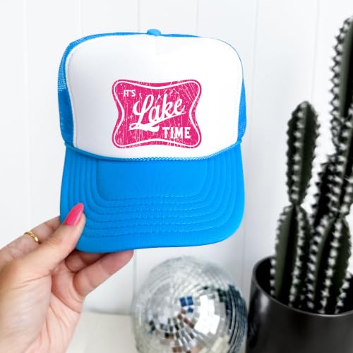 Image of It's Lake Time Summer Classic 5 Panel Foam Front Mesh Snap Back Trucker Hat