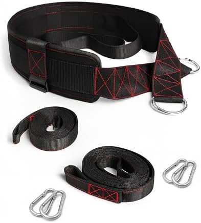 Sled Pulling Belt, Adjustable Closure, 2 Straps & 4 Hooks - for M...