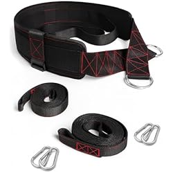 THEFITGUY Sled Pulling Belt, Rotates 360° for Strength & Agility Training | Fits most waists, includes two 9.8ft straps plus four hooks for sled drags, tire pulls and resistance training