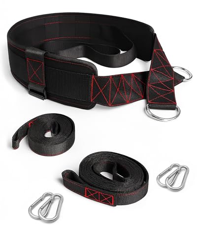 THEFITGUY Sled Pulling Belt, Adjustable Closure, 2 Straps & 4 Hooks - for Multidirectional Resistance Training, Strength and Agility