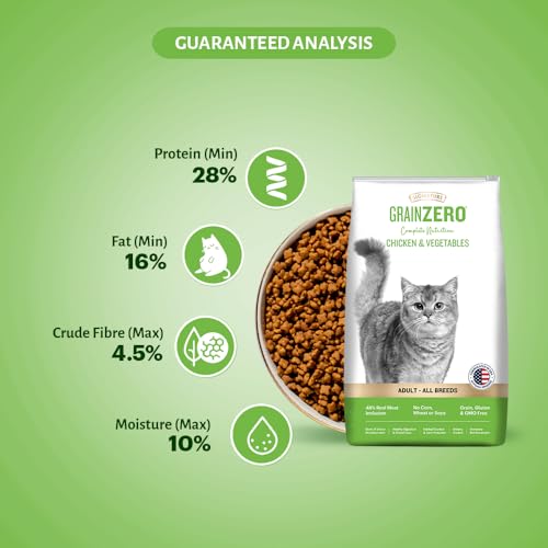Image of Grain Zero Chicken & Veg Dry Cat Food 1.2kg with 75g Creamy Treat | Grain-Free Formula | Gluten & GMO-Free | 48% Fresh Inclusion | Taurine Heart Support | Skin & Coat Care | Adult All Breeds