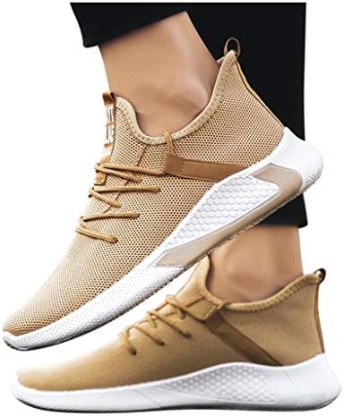 USYFAKGH High Top Sneakers for Men Sport Sandals & Slides Shoes Athletic Non Slip Breathable Sneaker Fashion Men Mesh Casual Sport Shoes Lace-Up Breathable Soft Bottom Sneakers Brown | Image 2