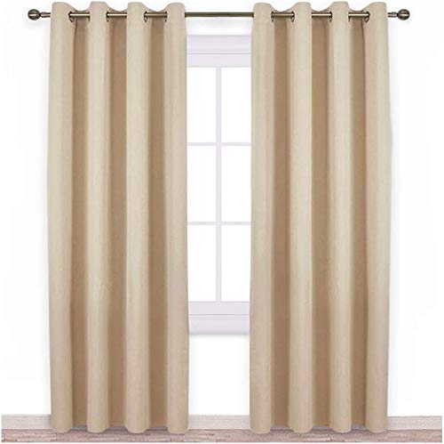 JUPON Premium Silk 70% Room Darkening Curtain Pack of 2 Piece (Window - 44" X 60") Off-White