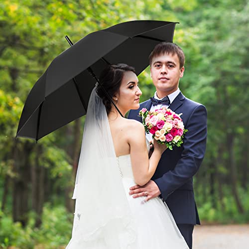 30 Pieces Wedding Umbrellas Bulk Auto Open Stick Umbrellas With White European J Hook Handle Windproof Large Canopy Umbrella For Outdoor Wedding Bride Groom Photography Golf (Black) #TOP6