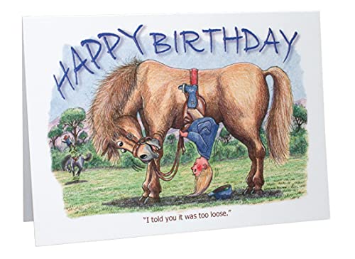 Happy Birthday Horses & Ponies Humour Cartoon A5 Funny Blank Greeting Card by Armand Foster