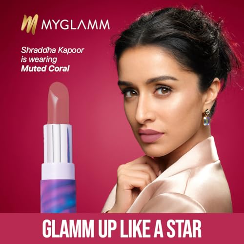 Image of MyGlamm POSE HD Lipstick-Muted Coral (Pink)-4 gm | Matte Lipstick | Enriched with Moringa oil & Vitamin E | Long-lasting & Moisturising