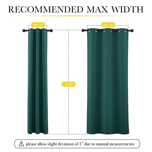 Image of NICETOWN 100% Blackout Curtains with Liners, Solid Thermal Insulated Full Blackout Lined Drapes, Energy Efficiency Window Draperies for Bedroom (Emerald Green, 2 Panels, 42 inch W x 63 inch L)