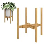 Bamworld Adjustable Plant Stand Indoor Bamboo Plant Holder 8-12 Inches Small Corner Planter Stand for Indoor Plants Single Floor Plant Stand for Living Room Balcony Bedroom