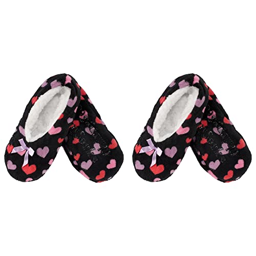 Image of BambooMN Women's Stripe Patterned Non-Slip Lined Travel Home Slippers - 2 Pairs
