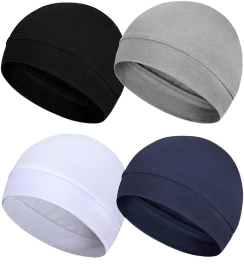 PAROPKAR 4 Pcs Helmet Liner Skull Caps Sweat Wicking Cap Running Hats Cycling Skull Caps for Men and Women Multicolour