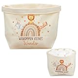 Packungsinhalt: Sie erhalten einem Baby Windeltorten aus Baumwolle und Leinen mit dem Aufdruck „WILLKOMMEN KLEINES Wunder“ und Mustern aus kleinen Tieren, Regenbögen und Sternen; Das gesamte Design ist voller herzlicher Willkommensgrüße und aufrichtiger Segnungen für das Neugeborene; Die Verwendung dieser Leinentasche zum Aufbewahren des Geschenks ist nicht nur eine Gratulation an die neugeborene Familie, sondern trägt auch die schöne Erwartung für das Wachstum des kleinen Lebens in sich