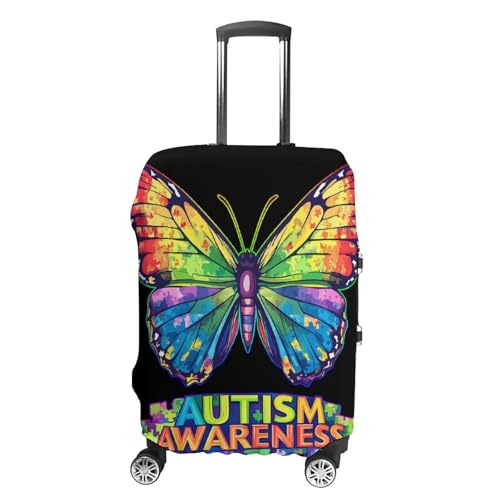Autism Awareness Butterfly Luggage Covers Washable Travel Suitcase Cover Elastic Baggage Protector