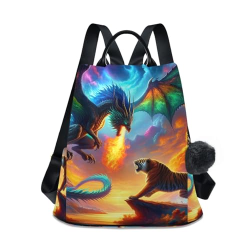 Sac à dos femme tendance antivol Dragon Tiger grand sac à main voyage