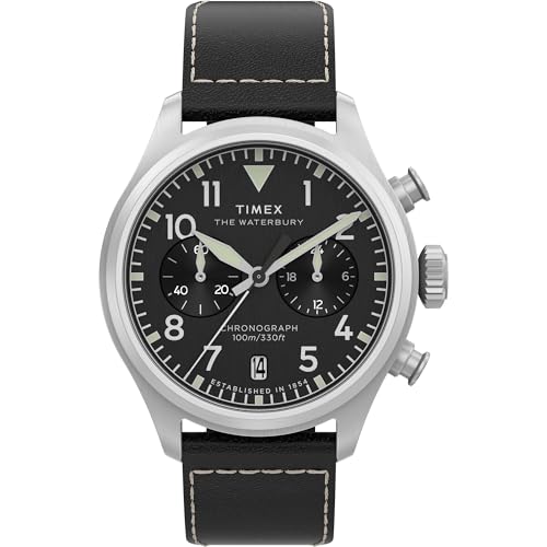 Waterbury Ace - Reloj cronógrafo con correa de piel de 41 mm