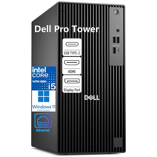Dell Pro Tower Business Desktop Computer, 14th Gen Intel 14-Core i5-14500 vPro, 16GB DDR5 RAM, 512GB PCIe SSD, WiFi Adapter, RJ-45, HDMI, DisplayPort, Type-C, Windows 11 Pro