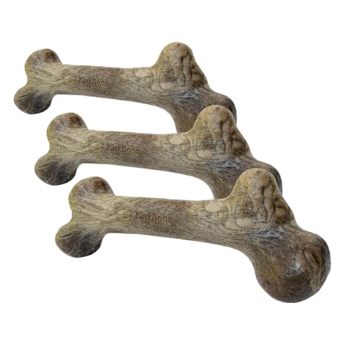 Pet Qwerks Dinosaur BarkBone - Nylon Dog Bone for Aggressive Chewers - Bacon Flavor - 9.75", Large (Pack of 3)