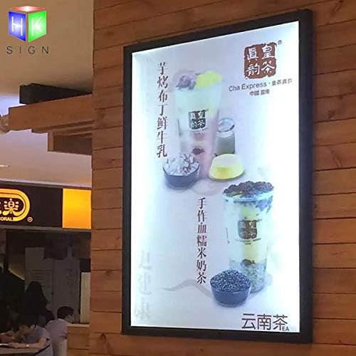 HKSIGN A4 Wall Mounted Black color Aluminum Snap Clip Frame Advertising Photo Frame Display Led Light Box Sign [Energy Class A+++]