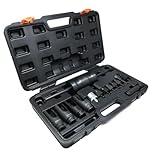 Autojack 14 Piece Diesel Injector Puller Removal Tool for Bosch Delphi Siemens Diesel Injector Remover Common Rail Adaptor