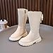 Knee Length Boots for Girls Side Zipper Riding Boots Lug Sole Chunky Heels Fashion Long Booties with Bow Winter Shoes