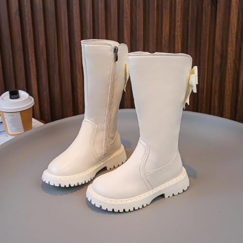 Knee Length Boots for Girls Side Zipper Riding Boots Lug Sole Chunky Heels Fashion Long Booties with Bow Winter Shoes2