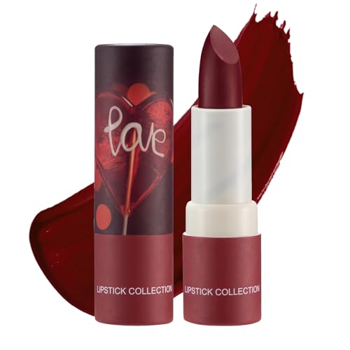 Red Lipstick Long Lasting for Women, Burgundy Lipstick Dark Red Lip Gloss Lip Stain, Matte Non-stick Cup High Pigmented Waterproof Lip Makeup