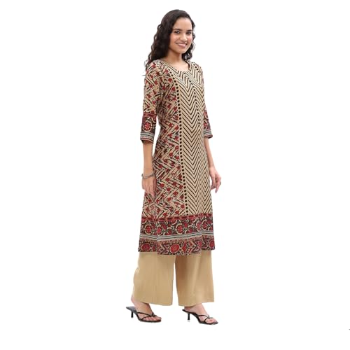 Image of BIBA Women Modal Asymmetric Printed Suit Set