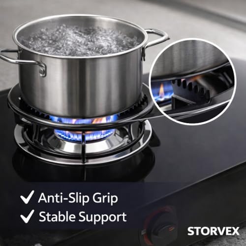 Image of Gas Saver Burner Stand for LPG Chulha, Windproof Flame Protector Ring, Energy Saving Gas Stove Guard Jali, Heavy Duty Metal Support for Cooker Utensils Home Kitchen (Black) (3)