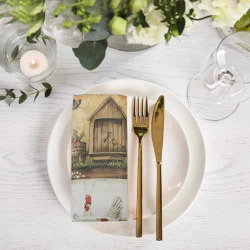 Servilletas de Tela Vintage Chickens Set x4 20x20 Inch miniatura 5