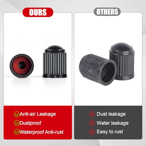 100PCS Tire Valve Caps, Valve Stem Caps with O Rubber Ring, Tire Caps are Suitable for Bicycles, Cars, Motorcycles, SUVs and Trucks (Black)
