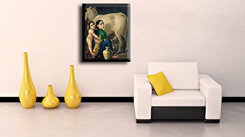 Image of Tallenge - Yashoda Krishna - Raja Ravi Varma Mythology Collection - Medium Canvas - Framed (23 x 30 inches)