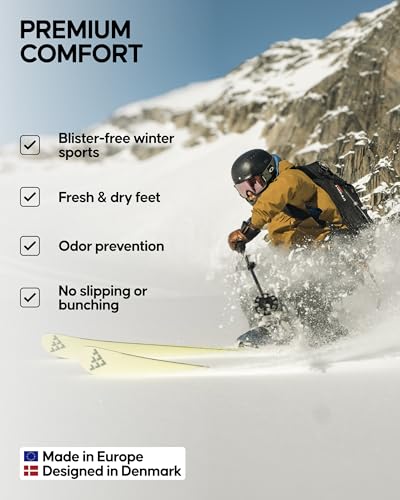 DANISH ENURANCE Merino Wool Performance Ski Socks for Men, Women & Kids, Dark Grey/Light Grey, US Women 5-7 // US Men 3.5-6