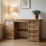 IDIMEX Bureau Multi rangements Tequila Style Mexicain en pin Massif à la Finition cirée