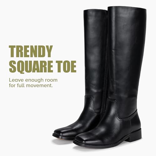 Image of Vepose Women's 9509 Knee High Boots, Low Heel Square Toe Riding Boots, Tall Boots with Side Zipper