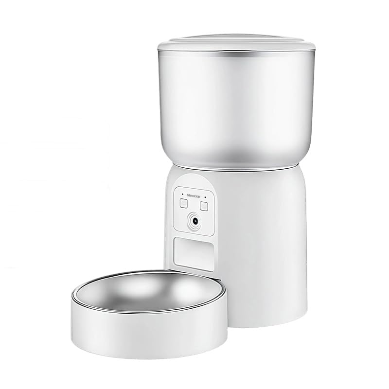 MeeGoo Smart Pet Feeder with HD Camera 3L Automatic Cat Dog Food Dispenser 2-Way Audio Dual Power 2.4G/5G WiFi APP Control Anti-Clog System