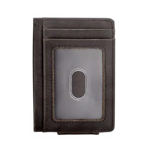 Money Clip RFID Front Pocket Wallet, Men Leather Wallet Money Holder, Minimalist Slim ID Credit Card Holder