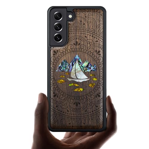 Étui Samsung S22 Plus gravure bois mandala pour un style élégant au quotidien
