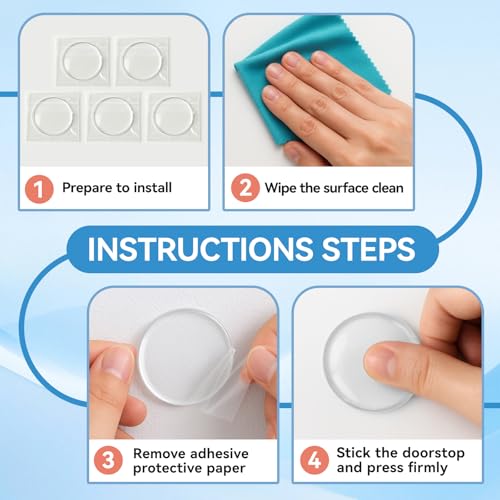 YISCOKO Türstopper für Wände, Wandschutz Silikon Transparent Rund, Wiederverwendbar, 5 Stück