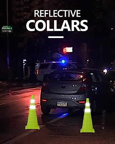 Image of BATTIFE 4 Pack 28 Inch Collapsible Traffic Cones, Lime Green Safety Cones