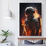 Póster de astronauta Inferno, pintura sobre lienzo, arte de pared, decoración para marido, novio, novia, lienzo personalizado, 50 x 75 cm