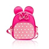 Small Cute Pink Backpacks for Little Girls Cartoon Mouse Ears Daypack Kids Travel Backpack Bowknot Toddler Baby Preschool Backpack