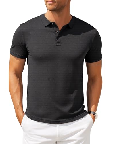 Men Polo Shirts Classic Mock Neck Short Sleeve Sport Shirt