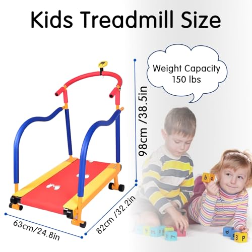 Image of Kids Treadmill for Ages 4+, Incline & Handle Bar, LED Display, Manual Walking Pad, Home Exercise Equipment for Boys & Girls, Safe Fitness Training for Children