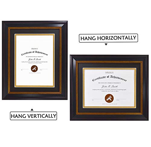 Golden State Art, 8X10 Frame For 6X8 Diploma/Certificate/Picture, Black Gold & Burgundy Color. Includes Double Mat, Real Glass & Table-Top Display (Black Over Gold Double Mat) #TOP3