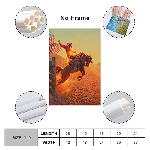 Mbu Western Cowboy In The Sunset Poster Decorative Painting Canvas Wall Art Living Room Posters Bedroom Painting 16X24Inch thumb #1