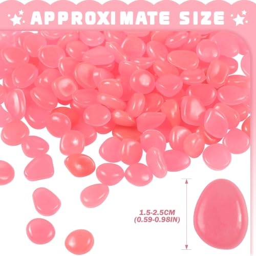 Image of OSOPOLA 150 PCS Glow in The Dark Rocks - Pink Luminous Stones | Fish Tank Accessories Turtle DIY Decor Pebbles for Fairy Garden Yard FD05PK150