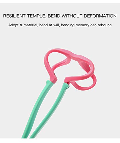 Long Keeper Unbreakable Anti Blue Light Glasses for Kids Computer Glasses Eyewear Age 3-8 (Green Pink Frame)