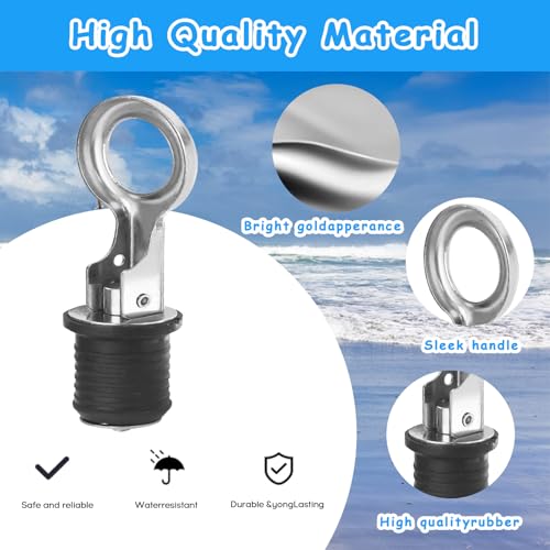 CTDMJ® lensstop 32 mm, boten afvoerstop voor boten marine afvoerplug 304 roestvrij staal handvat marine boot accessoires boot afvoerschroef voor bijboot kajak kano marine jacht speedboot - Afbeelding 5