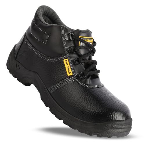 Image of Foot Trends Black Safety Shoes with Steel Toe Protection for Factory and Industrial Work for Men