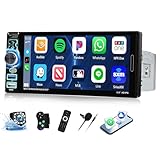Autoradio 1 DIN 6.9 Pouces Écran Tactile HD - Carplay Filaire & Android Auto Intégrés - Bluetooth 5.2, Contrôle Volant, Caméra Recul - Rétroéclairage 12 Couleurs&USB &Type-C
