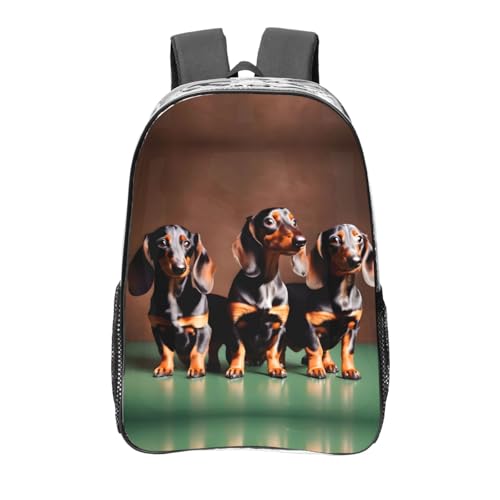 Sac à dos Dachshund transparent en PVC pour sorties urbaines et balades
